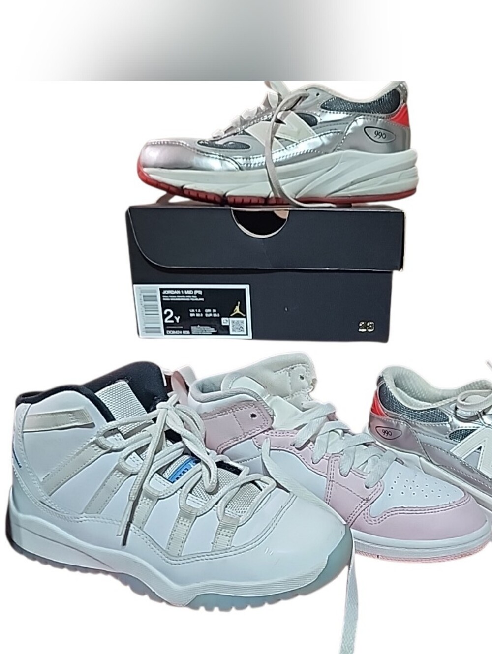 GIRLS SNEAKER BUNDLE 🔥 Jordan + Nike Dunks + New Balance 990 Size 2Y EUC